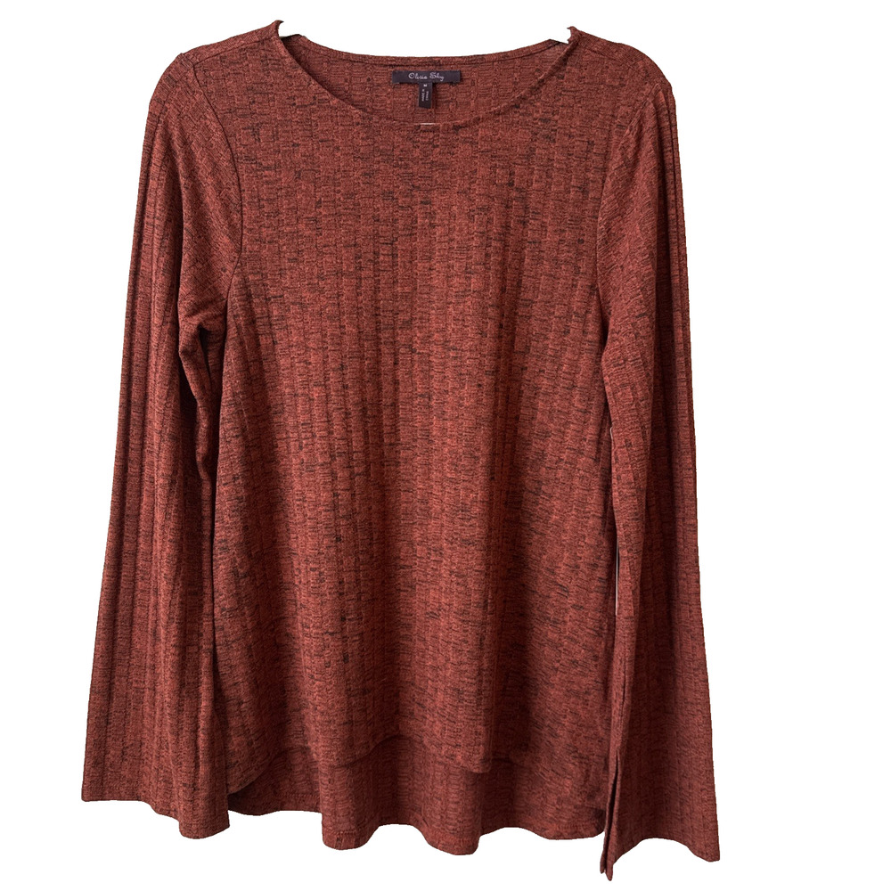 Olivia Sky NWT Women’s M Boho Ribbed Knit Paprika Mix Tunic Sweater Hi Lo Fall‎